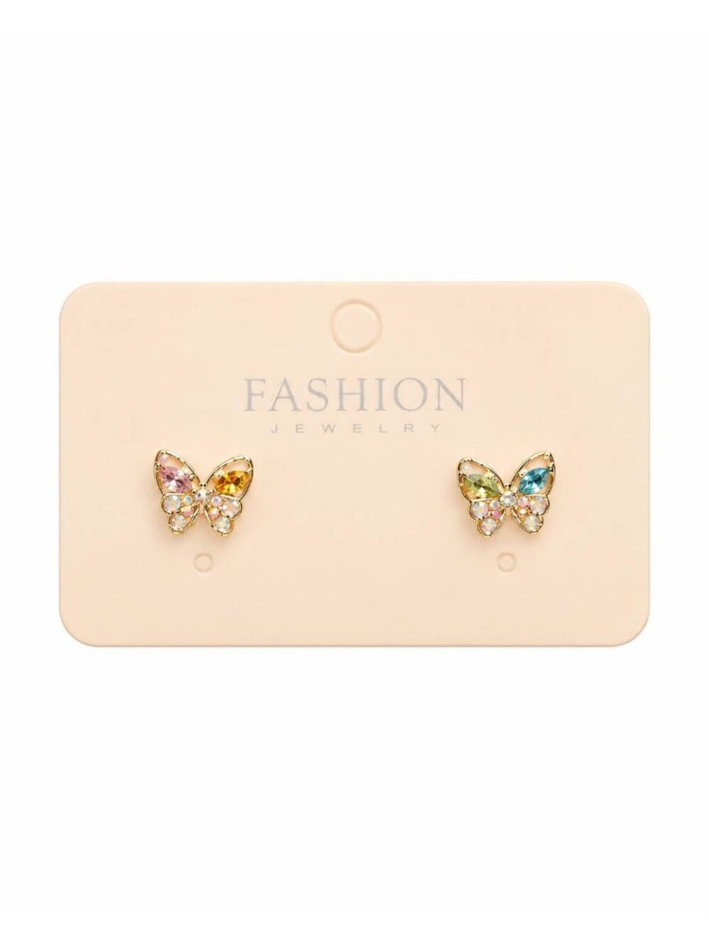 Multicolor Crystal Butterfly Stud Earrings
